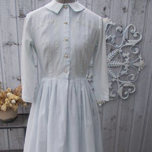 Light Blue Vintage 50s Dress with Lace Inserts